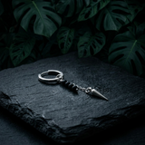 Silbercreole mit schwarzem Onyx und Zapfen-Anhänger – Black Onyx Line