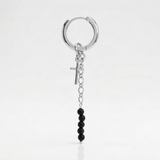 Silbercreole mit schwarzem Onyx und Kreuz-Anhänger – Black Onyx Line
